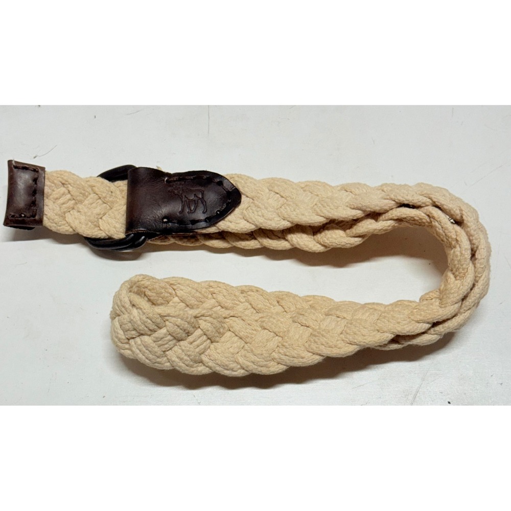 Abercrombie & Fitch Braided Tan Rope Belt Women's Brown Leather Boho Casual